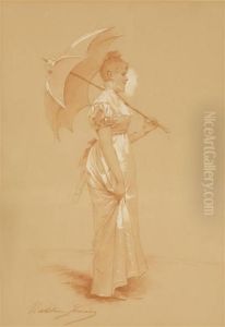 Portrait D'une Elegante A L'ombrelle by Madeleine Jeanne Lemaire