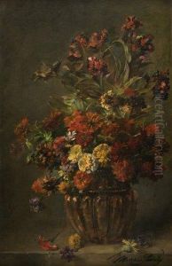 Bouquet De Fleurs Dans Un Vase Godronne Bouquet De Fleurs Dans Un Vase Godronne