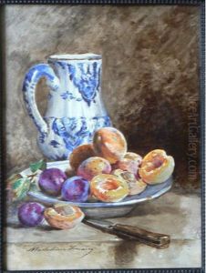 Nature Morte Aux Abricots, Aux Prunes Et Au Pichet by Madeleine Jeanne Lemaire