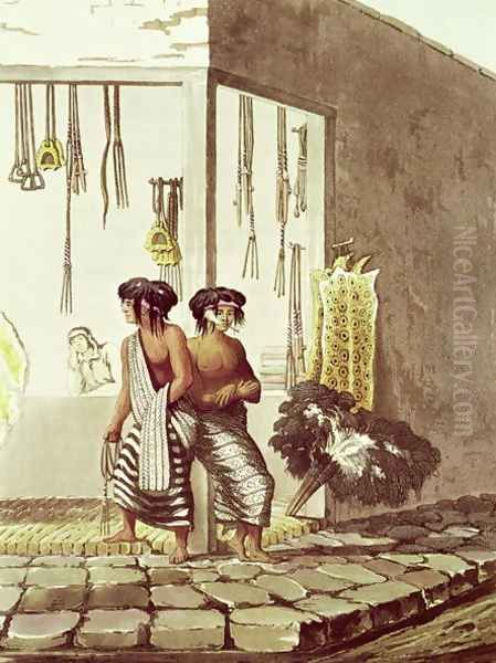 Pampa Indians at a Store in the Indian Market of Buenos Aires, from 'Picturesque Illustrations of Buenos Aires and Montevideo, engraved by J. Bluck fl.1791-1819 1820 - view 1