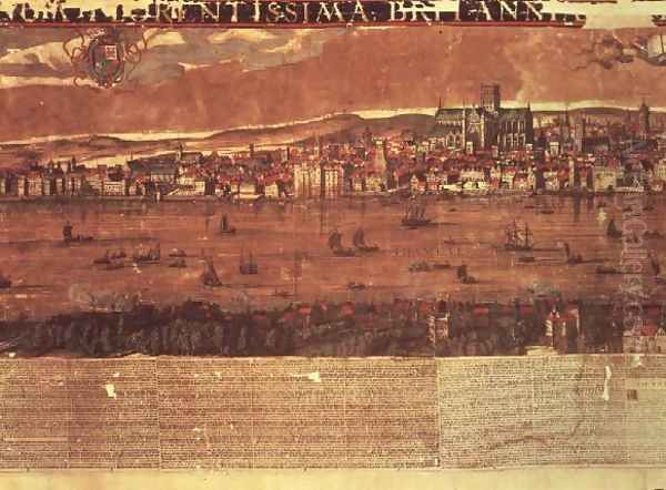 View of London with the Swan, the Rose and the Globe Theatres and St. Pauls, after the removal of the spire by Inigo Jones - view 1
