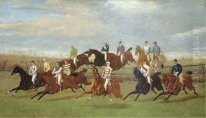 The Leading Amateur Steeplechase Jockeys Of The Day In An Imaginary Race by George Veal
