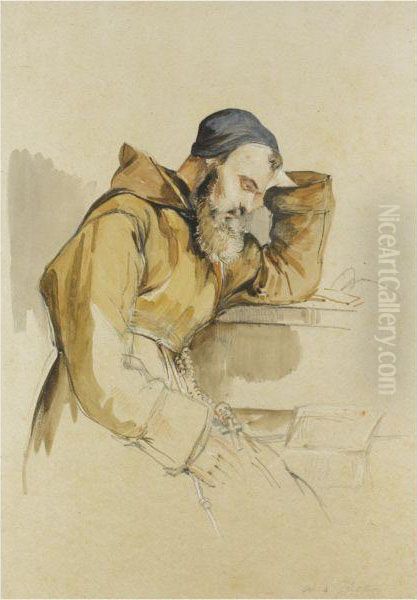 A Franciscan Monk Reading - view 1
