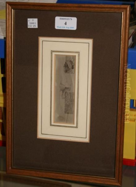 Eastern Man Standing In Profile Wearing Traditional Costume - view 1
