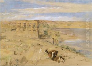 The Hypaethral Temple At Philae On The Nile, Egypt by John Frederick Lewis
