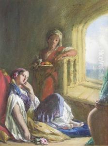 Oriental Scene With Woman And Maidservant By A Window