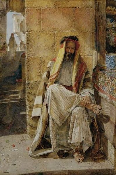 An Arabian Chief, Seated In A Cairo Bazaar - view 1