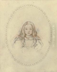 Sketch Of A Young Girl by John Frederick Lewis