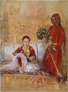 Prince Hassan And His Nubian Servant by John Frederick Lewis