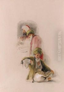 Study Of Three Turks At Bursa by John Frederick Lewis