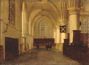 Figures in a church interior