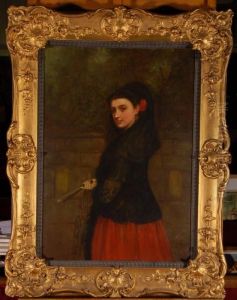 Spanish Girl Holding A Fan by Charles Sillem Lidderdale
