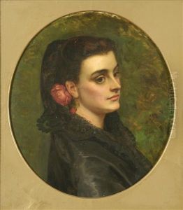 Portrait Of A Lady Head And Shoulders by Charles Sillem Lidderdale