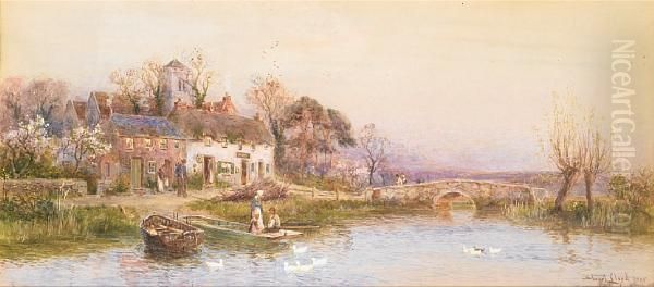 Figures Outside A Riverside Cottage; Rowing In - view 1