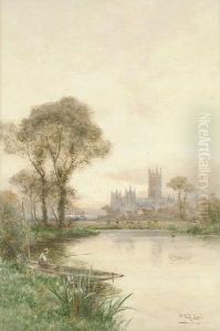 An Angler Fishing On The Stour Before Canterbury Cathedral An Angler Fishing On The Stour Before Canterbury Cathedral