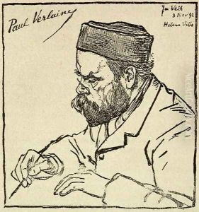 Paul Verlaine 1844-96 from La Plume, 1892 by Jan Pieter Veth