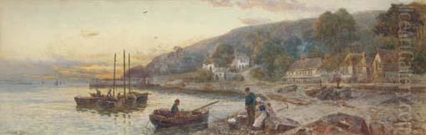 Sorting The Catch At Dusk, Babbacombe Bay, South Devon - view 1