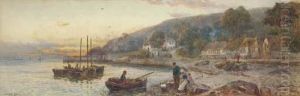 Sorting The Catch At Dusk, Babbacombe Bay, South Devon by Walker Stuart Lloyd