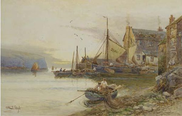 Fishing Boats In The Harbour At Polperro - view 1
