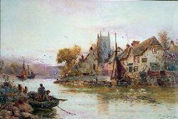 Fishing Boats By A Riverside Town - view 1
