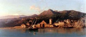 View of Taormina, Sicily, with Mount Etna in the background, 1868 by Alessandro la Volpe