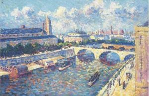 Paris, La Seine Et Le Quai De La Megisserie Vue Du Quai Del'horloge by Maximilien Luce