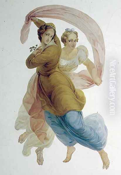 Two Graces, wall panel in the Porcelain Room, c.1822 - view 1