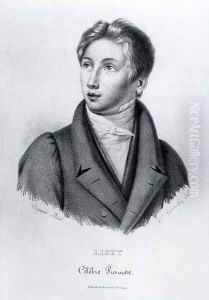 Portrait of Franz Liszt 1811-86 as a boy, engraved by Numa Boucoiran 1805-69 by Vignaud, Jean
