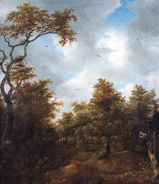 Sportsmen in a wood in the dunes - view 1