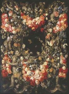 A garland of tulips by Caspar Pieter I Verbrugghen