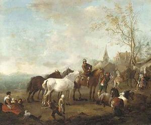 Figures and horses in a landscape