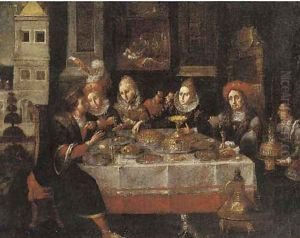 A banquet in an interior by David Vinckboons I