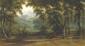 Late afternoon in a wooded valley by Johannes Gijsbert Vogel