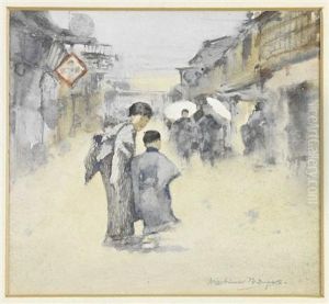 Street Scene, Japan by Mortimer Luddington Mempes