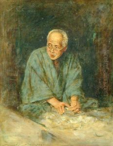 The Carpenter Oilsketch On Board Signed Lower Left 41cm X 31.5cm