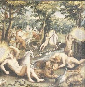 Adam and Eve in the Garden of Eden by Maarten de Vos