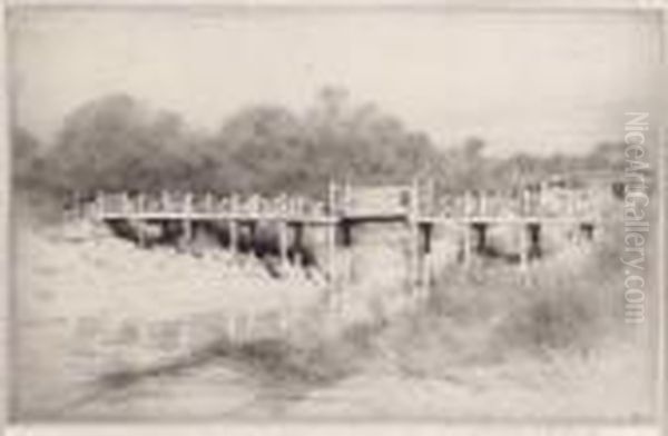 "kyoto, Japan, Bamboo Bridge" (f.99) - Drypoint - view 1