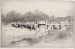 "kyoto, Japan, Bamboo Bridge" (f.99) - Drypoint