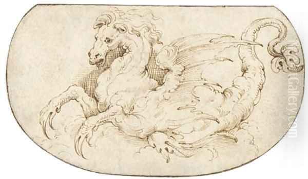 A hippocamp Design for an embroidered panel - view 1