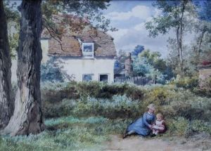 Lady And Child Seated Beneath A Tree