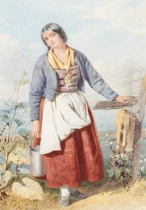 Country Girl At A Stile by John Henry Mole