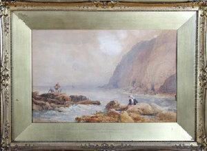Prawn Fishers On The Devonshire Coast by John Henry Mole