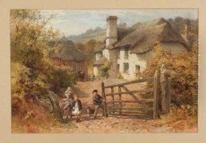 "at Great Dorwick, South Devon" - Children At A Farmyard Gate