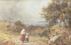 A Mother And Child Returning Home Before The Storm by John Henry Mole