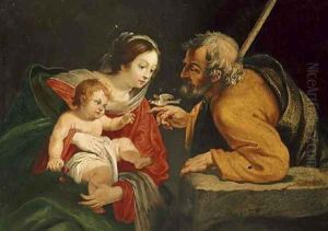 The Holy Family with a bird by Simon Vouet