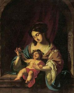 The Madonna and Child in a feigned stone niche