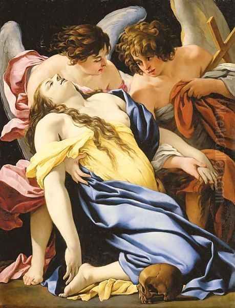Saint Mary Magdalen supported by two angels - view 1