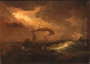 Shipping in a storm by Willem van de Velde the Younger