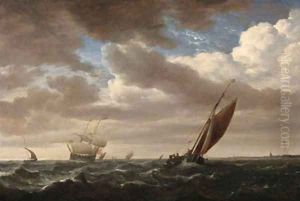 A kaag and other shipping in a fresh breeze