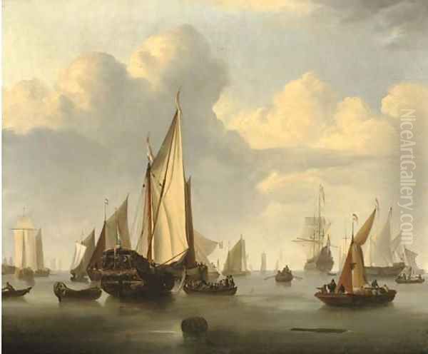 A States Yacht in a calm with a Dutch three-master and other boats - view 1